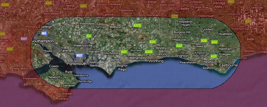 Map of South Downs Area Group coverage